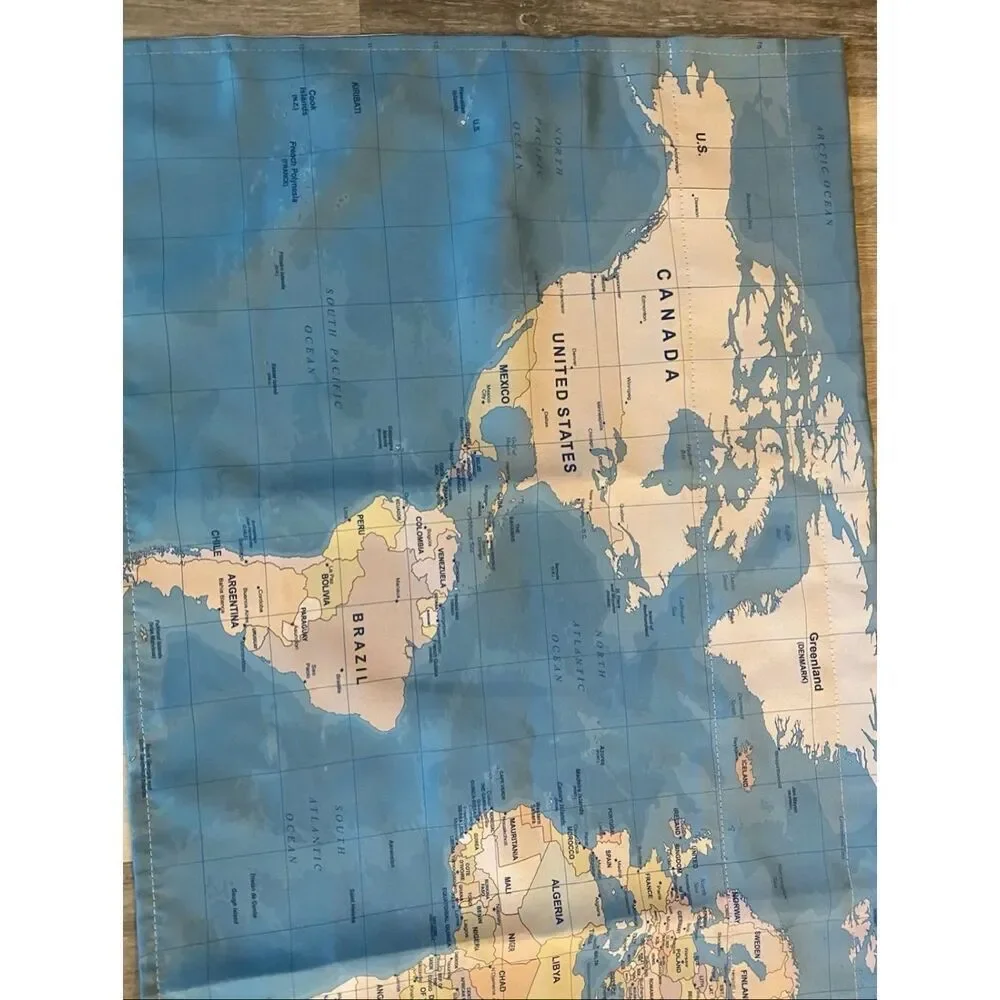Grey Geographical World W x L (Pack of 2) Map World Map Real Grey Valance 52”x22